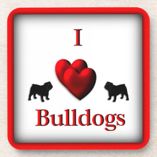 I Heart Bulldog Porta copos Quadrada