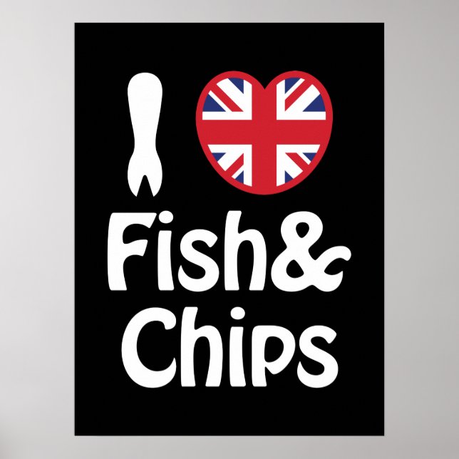 I Heart [Love] Fish & Chips Poster (Frente)