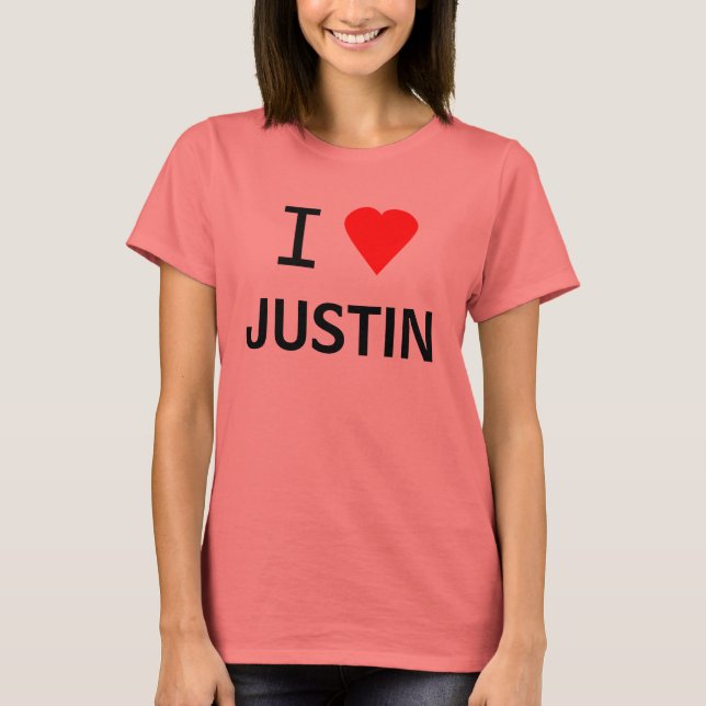 I Heart (Love) Justin Ou? T Camisa (Frente)