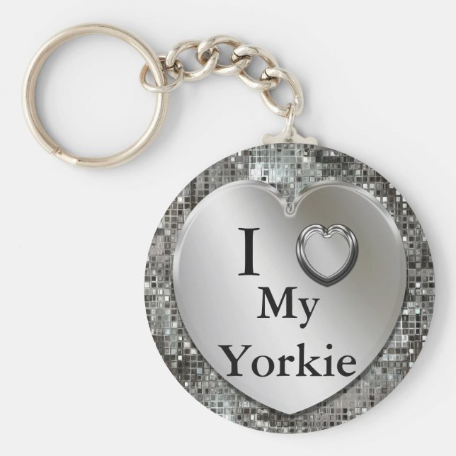 I Heart (Love) My Yorkie Chaveiro (Frente)