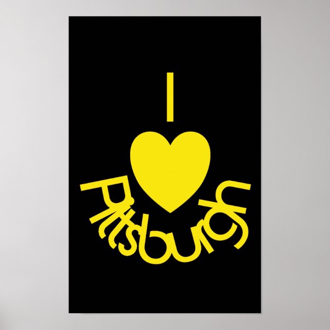 I Heart Pittsburgh Poster - Preto 'n Dourado (Frente)