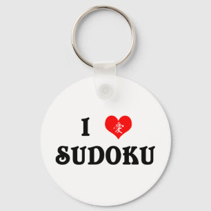 I Heart Sudoku White Chaveiro