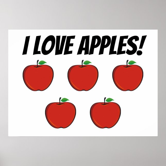 I Love Apple (5 maçã) Poster (Frente)