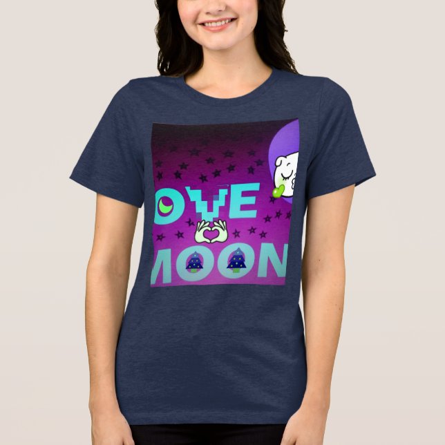 "I Love Moon" - Um Design de Arte Celestial Whimsi (Frente)