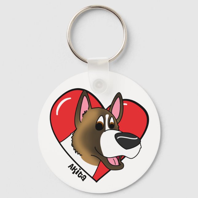 I Love my Akita Chaveiro (Cartoon) (Frente)