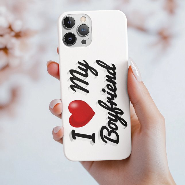 I Love My Boyfriend cute black text  iPhone Case (Criador carregado)