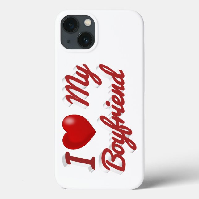I Love My Boyfriend cute red text iPhone Case (Verso)