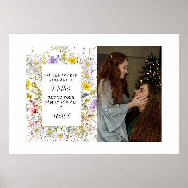 I Love My Mom Mother's day Floral Keepsake Poster (Frente)