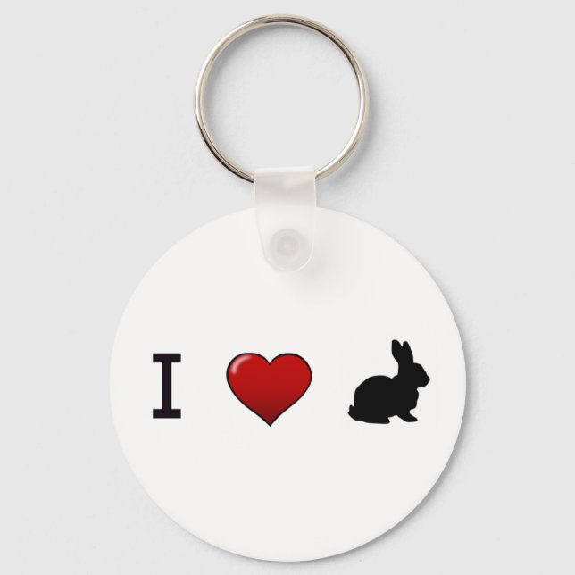"I Love Rabbits" Chaveiro (Frente)