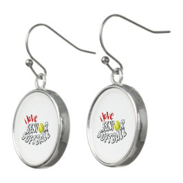 I Love Senior Softball Earrings