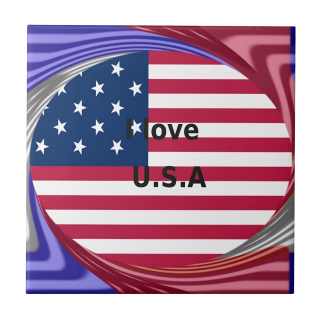 I Love U.S.A Swirl: Patriotic Heart Art Impressão (Frente)