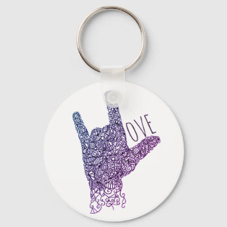 "I Love You" - Chaveiro de Linguagem de Sinal Amer