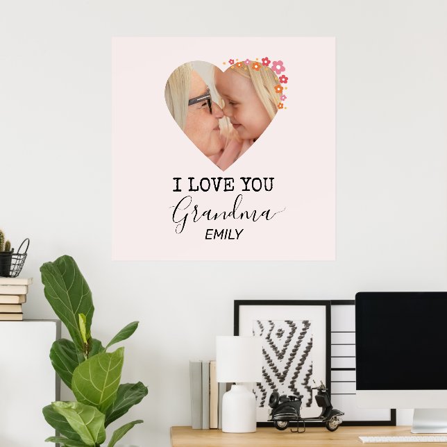I Love You Grandma | Personalized Poster (Escritório em casa)