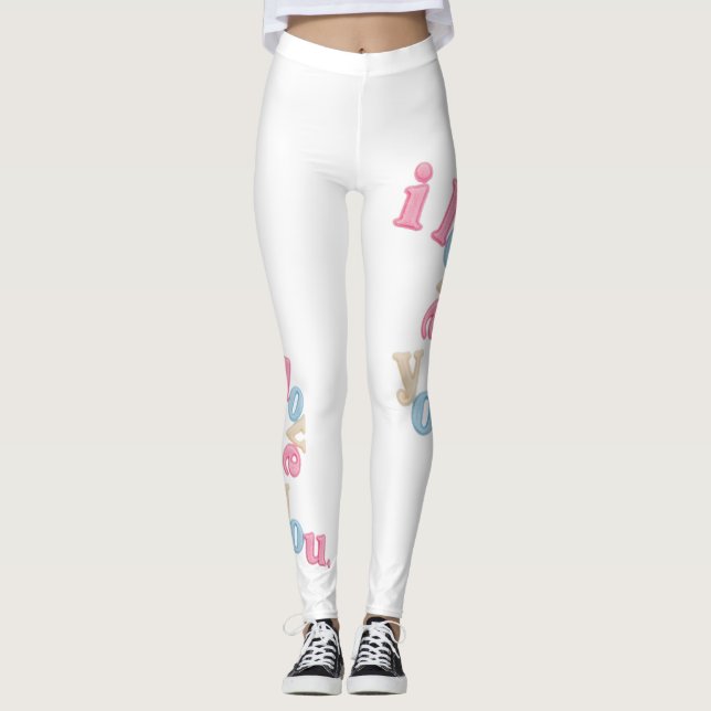 "i love you" Patch Art Leggings | Aesthetic Print (Frente)