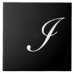 I Monograma Branco inicial em preto<br><div class="desc">Letra branca clássica monograma em fundo preto,  I</div>