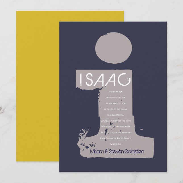 I Recolha Inicial Bar Mitzvah Convite (Frente/Verso)
