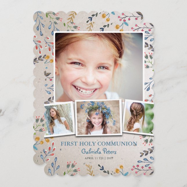 I Santa Comunhão Floral | Convites para Fotografia (Frente/Verso)