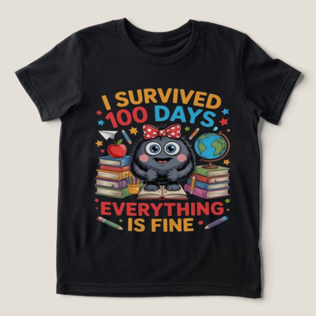 I Survived 100 Days Cute Monster Shirt (Design frontal)