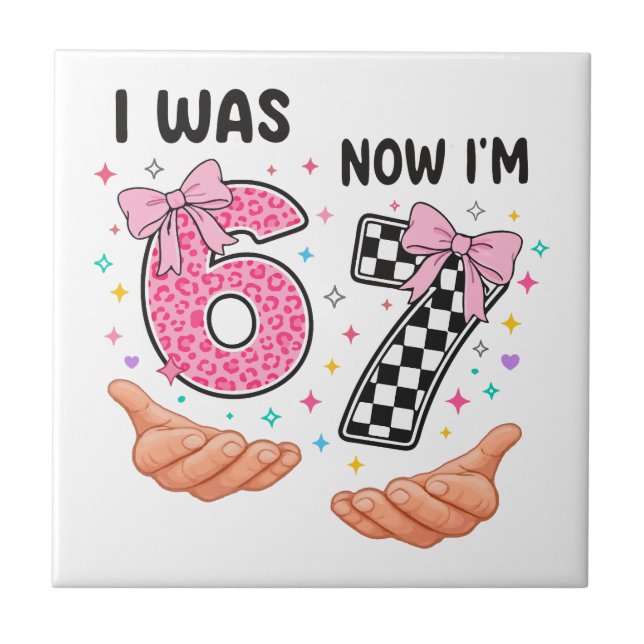 I was 6 now I'm 7 cute birthday numbers (Frente)