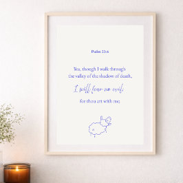 I Will Fear No Evil Psalm 23:4 Christian Poster