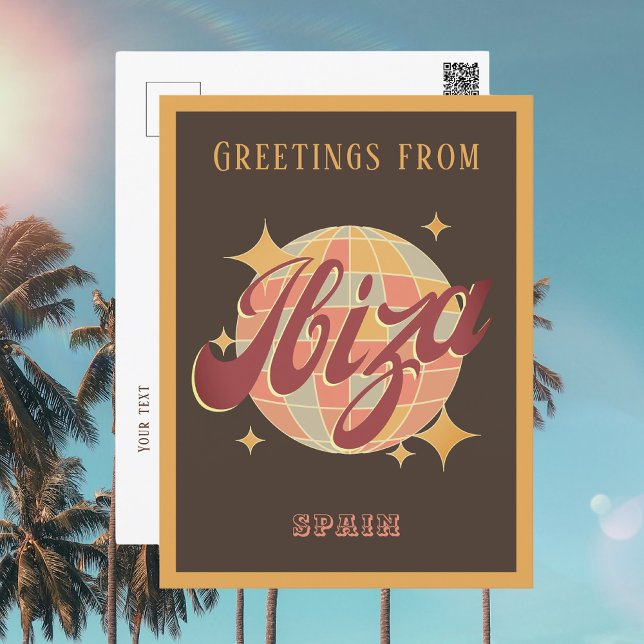 Ibiza Espanha Bola de discoteca Cartão postal retr (Criador carregado)