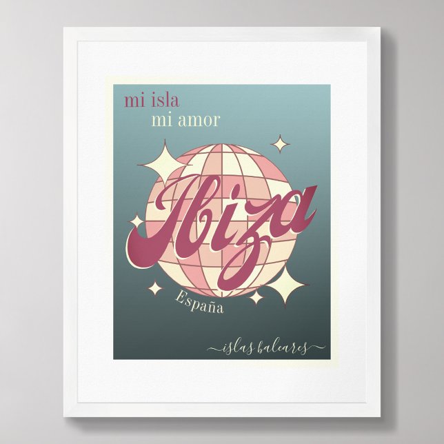 Ibiza Espanha da ilha baleeira Poster azul elegant (Criador carregado)