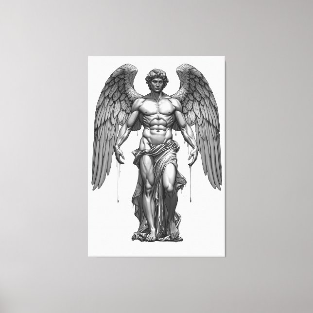 Icarus Fallen - Dark Graphic Mythological Canvas  (Frente)