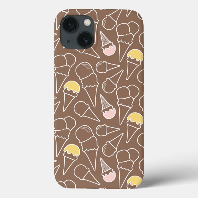 Ice Cream Cone Pattern on Brown (Verso)