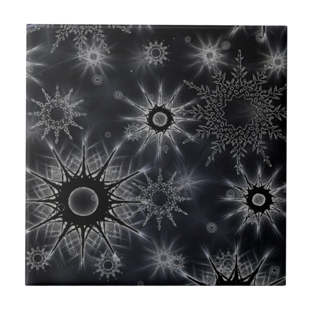 Ice Crystal Pattern on Black (Frente)