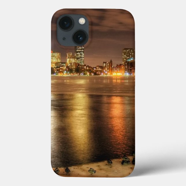 Ice partially melted on Charles River in Boston (Verso)