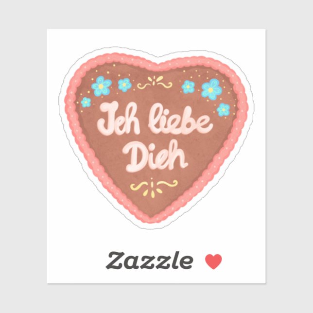Ich Liebe Dich Lebkuchenherz adesivo (Folha)