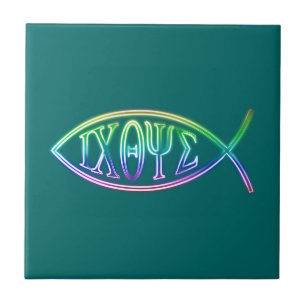 Ichthus - Christian Fish Symbol - Azulejo