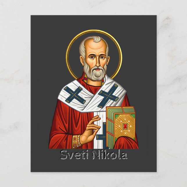 ícone ortodoxo sérvio de carta de São Nicolau (Frente)
