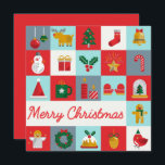 Ícones agradáveis do Natal Retron Winter<br><div class="desc">O Feliz Natal, Retro Inverno Ícones do Natal Feriado Cartões de Natal Feriados mostra o texto "Feliz Natal" na tipografia vermelha moderna, destacada com ícones de Natal como rena, árvore, estocagem, sinos, boneco de neve, presente, coroa, holly, estrela, cana-de-açúcar, pão-doce, anjo e muito mais. Adicione sua saudação personalizada ao contrário....</div>