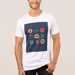 Ícones coloridos de Viagem T-Shirt - Férias, Adven