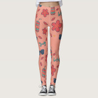 Ícones de Férias de Anime Retrô – Leggings Neon Ka