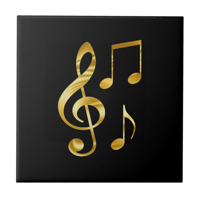 Ícones de música, dourado sobre preto, (Frente)