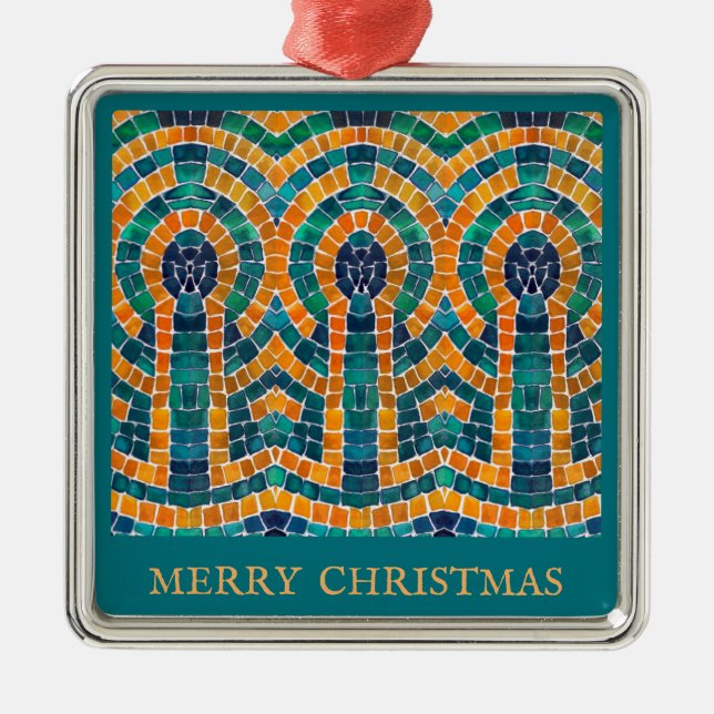 ICONS Dourado MOSAIC - Ornamento Quadrado Premium  (Frente)