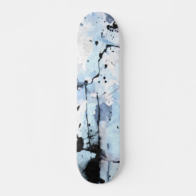 Icy Blue Grunge Crackle Abstract Skateboard (Frente)