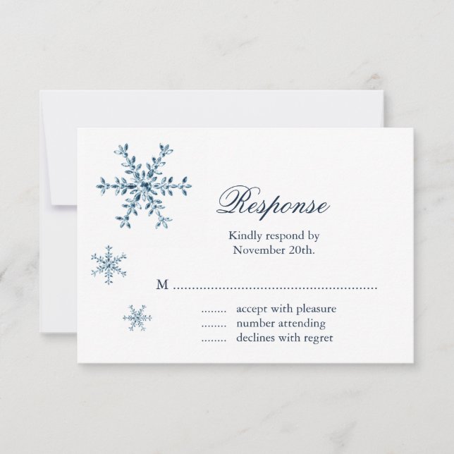 Icy Winter Snowflake Wedding RSVP (Frente)