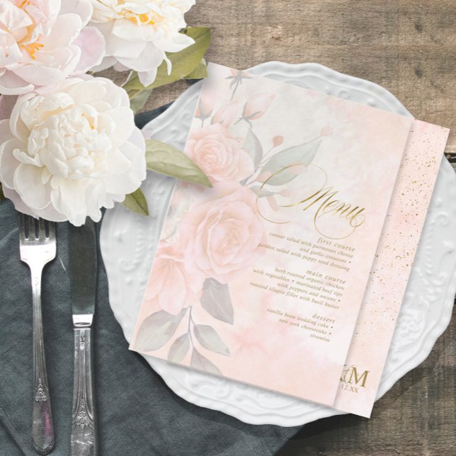 ID828 do Menu de Casamento de Rosas de Pincel Suav (Criador carregado)