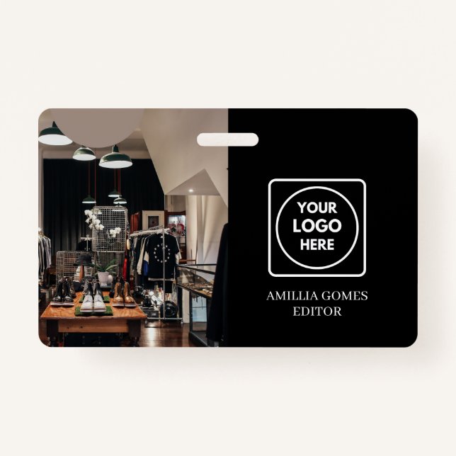 ID personalizado preto | Crachá de Funcionários Mo (Frente)