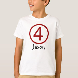 Idade e Nome Personalizável 4ª Camisa de Aniversár