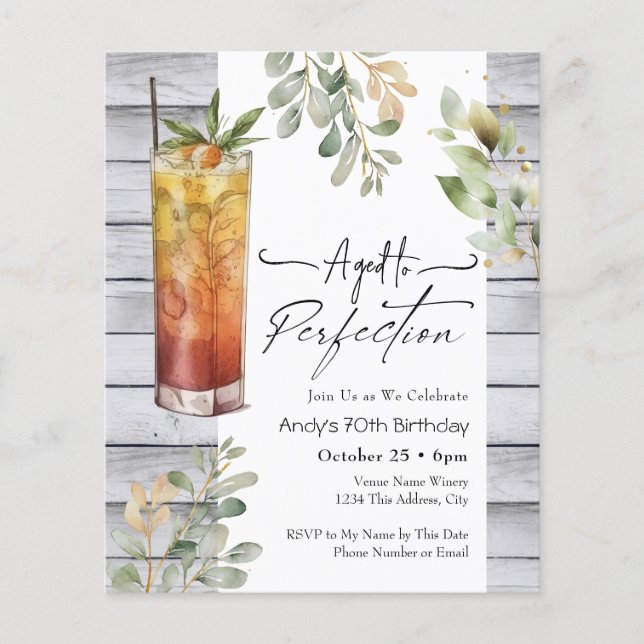 Idade para Perfecção 70 Floral Convite de Aniversá (Frente)