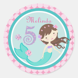 Idade triguenha clara da sereia etiqueta de cinco