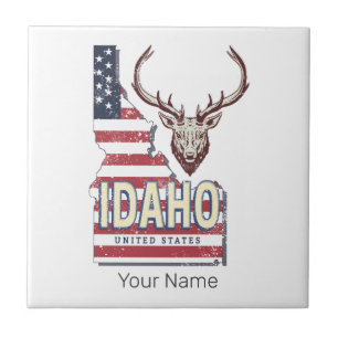 Idaho Estados Unidos Retro Map Vintage Deer EUA