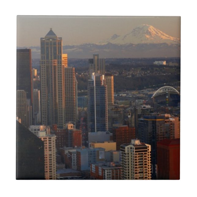 Ideia aérea da skyline 2 da cidade de Seattle (Frente)