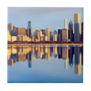 Ideia da skyline de Chicago com reflexão
