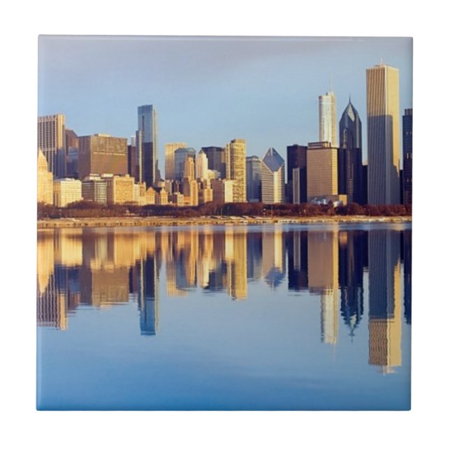 Ideia da skyline de Chicago com reflexão (Frente)
