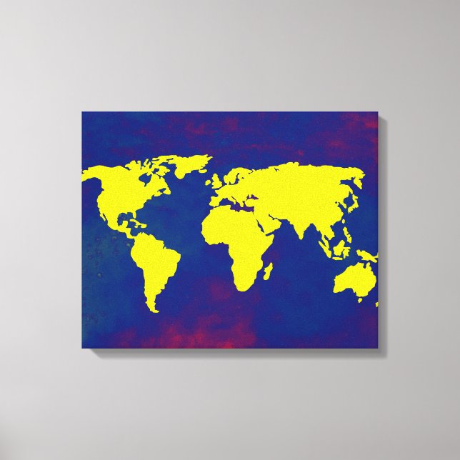 ideia de decoração do mapa do mundo amarelo&azul (Frente)